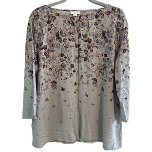 Pure Jill. | 3/4 Floral Scoop neck Top | M